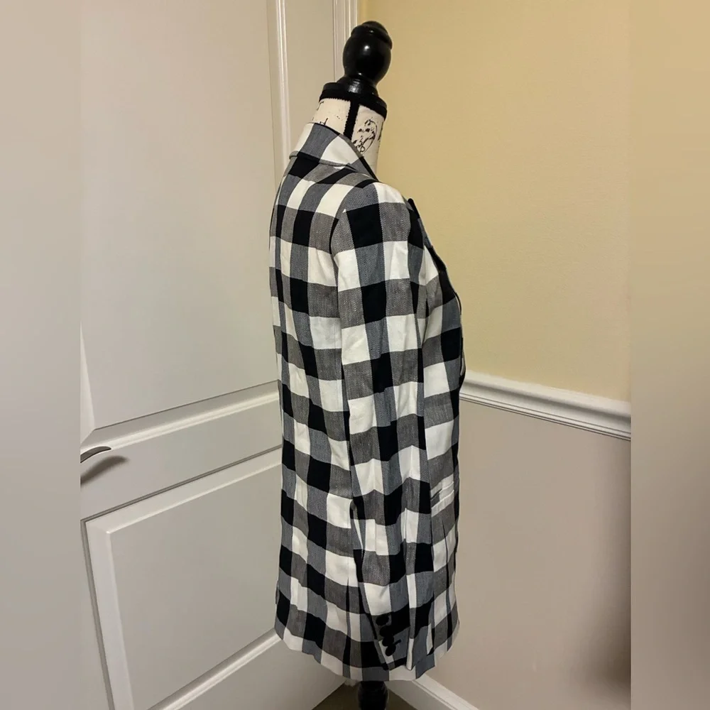 NWOT Kate spade Checked Double-Breasted Blazer Jacket - Black & White size 6